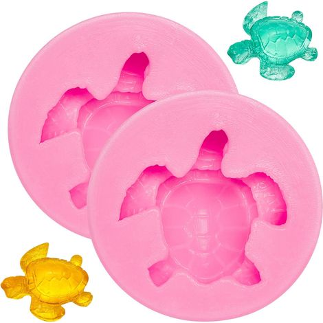Moule en silicone tortue marine (lot de 2) pour bonbons, fondant et chocolat, idéal pour la décoration et la pâtisserie maison.