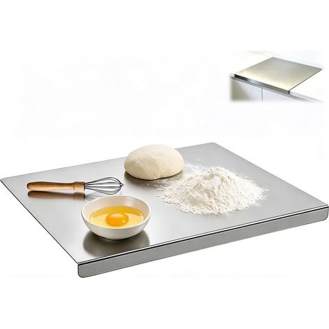 Planche à découper en acier inoxydable 304 – Double face antidérapante 30 x 40 cm – Idéale pour pétrir et couper légumes, viande