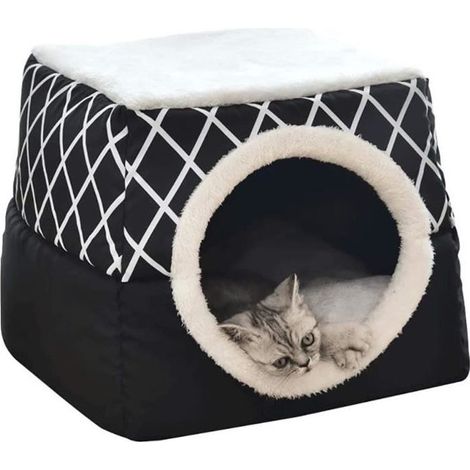Niche pour chat - Noname - 35x33x30cm - Noir - Coussin amovible - Confortable et antidérapant (1/3)