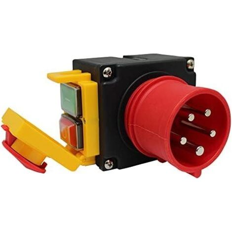 Interrupteur/prise combiné DZ08-3 400 V avec arrêt d'urgence et inverseur de phase - identique au Kedu KOA7 (1/4)
