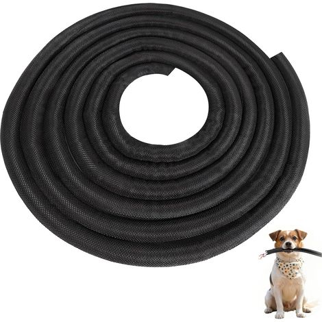 Gaine de Protection de Câbles pour Animaux Domestiques, Manchon de Gestion des Câbles Tressé, 3 Mètres, 13 mm, Protection Efficace Contre Les Morsures de Chiens et Chats, pour Bureau et Maison, Noire (1/5)