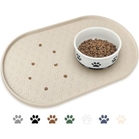 Tappetino antiscivolo per ciotola del cane, impermeabile, con bordo rialzato per evitare fuoriuscite. (1/5)