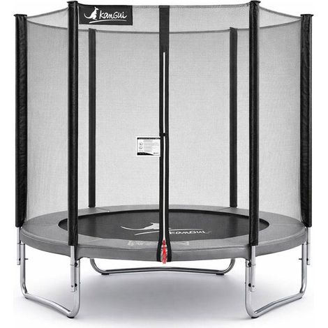 Trampoline KANGUI - GRIS Ø 180-183 cm Enfant Filet de sécurité Certification CE & NF EN 7114 (1/3)