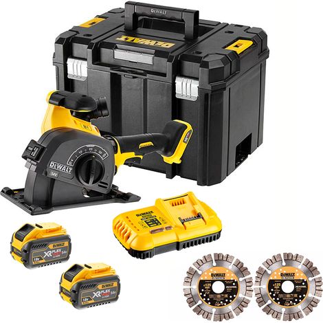 DeWalt DCG200X2 54v XR Flexvolt Brushless Wall Chaser with 2 x 9Ah Batteries, Charger and a Carry Case (1/3)