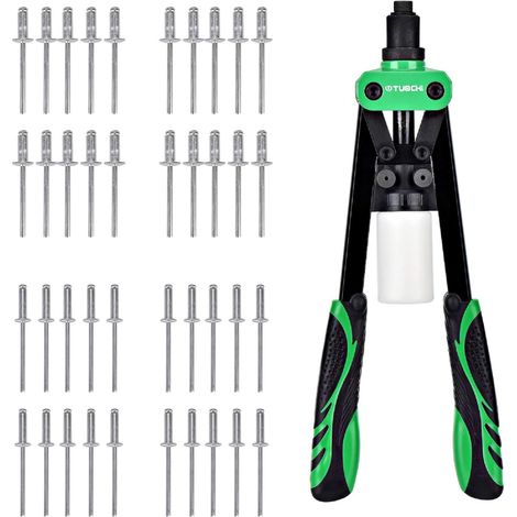 Pinces à Riveter Manuelle, 13 Pouces Pistolet à Riveter Riveteuse Manuelle Pince à Rivet Pop Machine de Rivetage avce 40 Rivets (2 Tailles de 3,2 mm et 4,0 mm) (1/5)