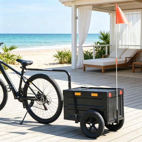 Carrello per Biciclette da 65L Rimorchio Furgone Trasporto Pieghevole in Plastica (1/5)