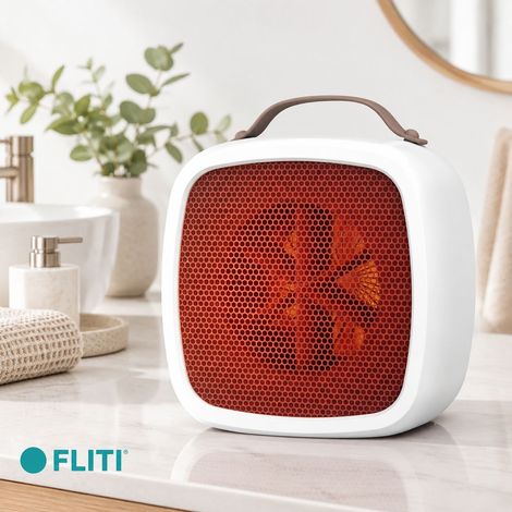 FLITI 500W Silent Electric Fan Heater with Tip-Over Protection for Bathroom - Compact and Lightweight (1/5)