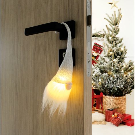Gnomo de Navidad LED Colgante 260mm Blanco 2xLR44  Blanco   IluminaShop