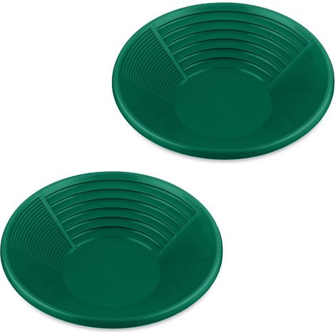 Relaxdays Set 2 Setacci per Oro, Kit Metal Detector Cerca Metallo, Batea Fiume, Gold Pan HxD: 8 x 38 cm, Plastica, Verde