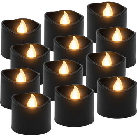 Bougies chauffe-plat LED noires, lot de 12, 3,6 cm, piles incluses (1/5)