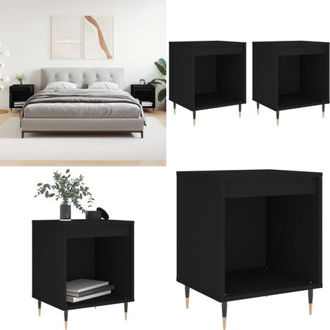 Nachttische 2 Stk. Schwarz 40x35x50 cm Holzwerkstoff - Nachttisch - Beistelltisch - Wohnzimmermöbel - Schlafzimmerschreibtisch - Holzmöbel - Home & Living (1/5)