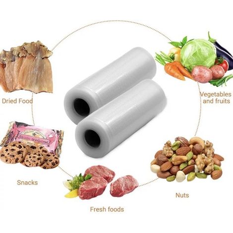 Sacs sous vide (2 rouleaux)  20 x 500 cm  Rouleaux sous vide  Sacs sous vide  Universels  Recharge aluminium  Imperméables  Conservation optimale  Indispensables en cuisine (1/2)