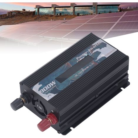 300-W-Wechselrichter (12 V/24 V DC auf 110 V AC) mit modifizierter Sinuswelle für Solaranlagen im Außenbereich oder Fahrzeuge, mit 2-A-USB-Anschluss, Lüfter und LCD-Display, Schwarz, 12 V DC (1/5)