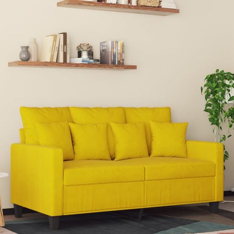 Sofá de 2 plazas terciopelo amarillo 120 cm vidaXL (1/5)