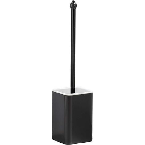 Toilet brush with holder, ultra-soft nylon toilet brush with toilet brush holder, aluminum frame, wall and vertical storage, no water accumulation (color: black) (1/5)