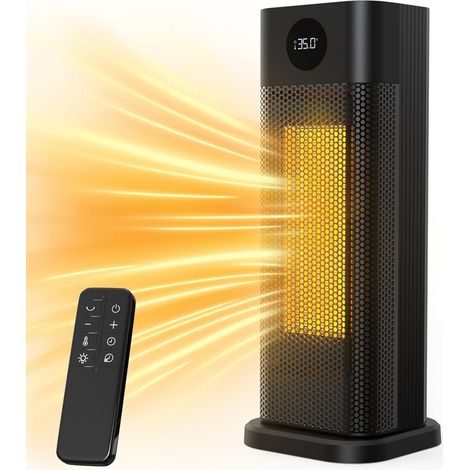 Chauffage d'appoint, 2000W PTC Radiateur Electrique, Chauffage électrique 3 modes avec thermostat, télécommande, affichage digital LED, oscillation 70°, Chauffage Soufflant pour maison bureau (1/5)