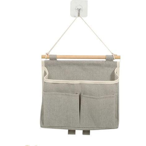 1 Pièce Sac de Rangement Suspendu, Pliable en Lin pour Chambre, Salle de Bain, Bureau, Cuisine, Rangement Mural, Casier de Vestiaire (1/5)