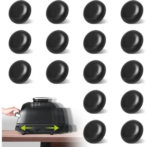 Paquete de 16 deslizadores autoadhesivos negros para electrodomésticos, ruedas para encimera, accesorios esenciales de cocina, gadgets imprescindibles para el hogar (25 mm)