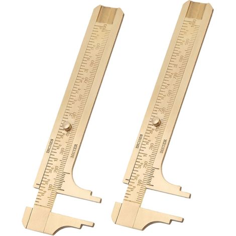 Pied à coulisse en laiton, mini-règle double échelle pouces et (1/5)