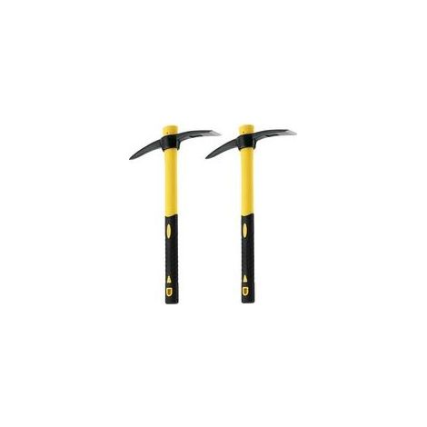 Lot de 2 pioche de jardin de 38 cm avec poignée en fibre de verre, pioche de jardin Mattock pour jardinage, creusage, désherbage, exploration, camping