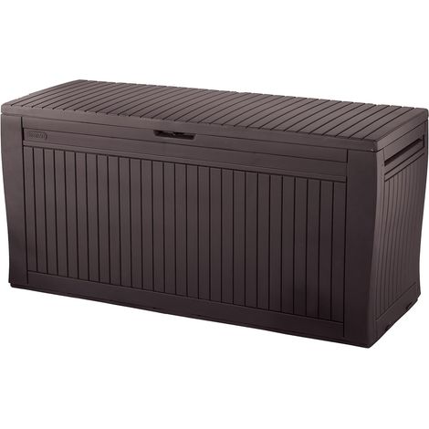 Cassapanca da Esterno Comfy 270 Litri in Resina Effetto Legno con Ruote e Seduta Portata 220 kg Colore Marrone Keter