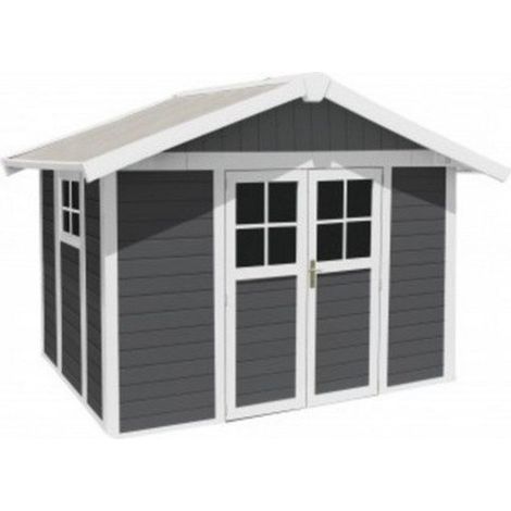 casetta da giardino in pvc grosfillex "sherwood deco 7" effetto legno 370x298x250 cm - cod. 22907681 (1/5)