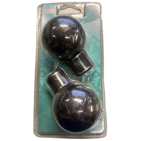 2PZ TERMINALE DECORATIVO  CAMELIA D.20MMCOL.NERO-ARGENTO