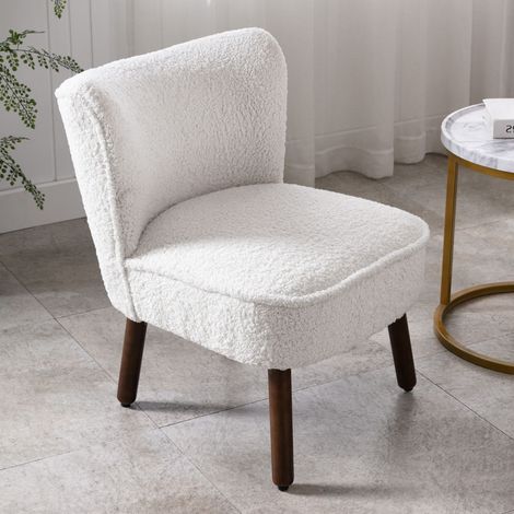 Wahson Fauteuil Relax en Fausse Fourrure, Fauteuil Confortable Fauteuil Scandinave avec Siège Épais Fauteuils Rembourrée pour Salon et Chambre, Blanc (1/5)