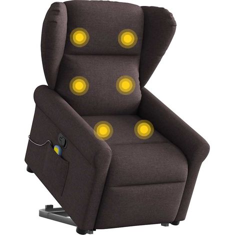 Massagesessel mit Aufstehhilfe Dunkelbraun Stoff