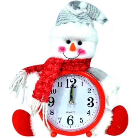 Petit réveil de Noël à piles Père Noël bonhomme de neige décoratif horloge de bureau pour étagère chambre cuisine comptoir cadeau pour vacances bas de Noël (1/5)
