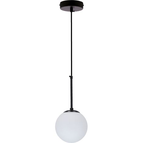 Suspension minimaliste noire boule verre blanc E27 40W (1/4)