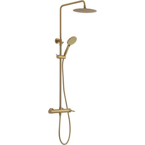 Sapho Iconic - Set doccia con miscelatore, diametro 25 cm, 3 getti, color oro opaco AF139GB (1/5)