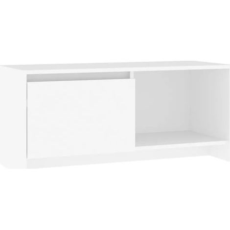 Meuble TV moderne avec rangement 90 x 35 x 40 cm en bois d'ingénierie blanc (1/5)
