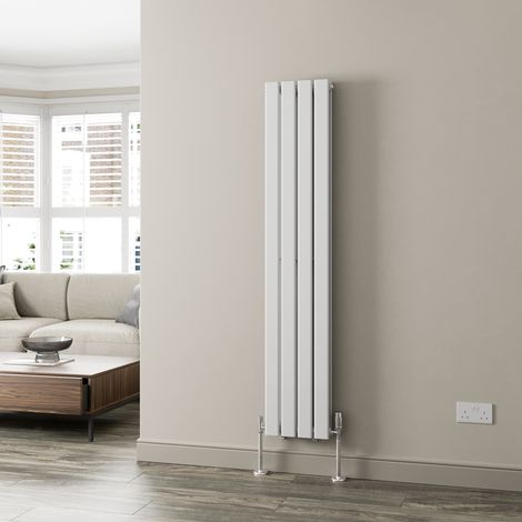 White Flat Panel Designer Radiator Vertical Horizontal 1600 x 304mm Double Panel