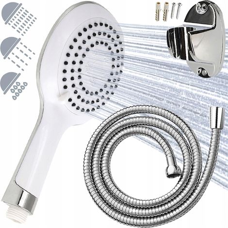 Set doccia: doccetta multifunzione + tubo flessibile + supporto per doccia, bianco (1/5)