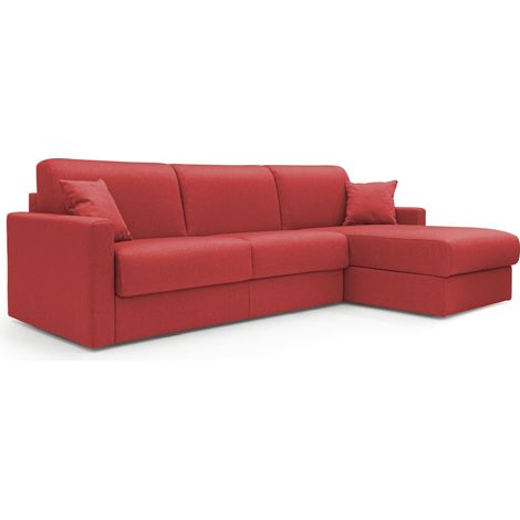 Chris Sofá esquinero de 5 plazas en tejido impermeable 248 cm Derecho (mat. 120x197) Rojo