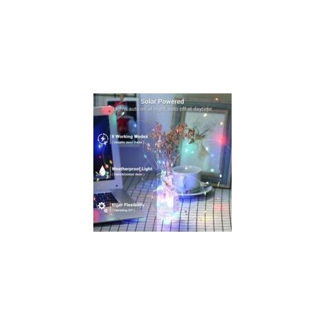 [Lot de 2] Guirlande Lumineuse Solaire, 12M 100 LED Guirlande Guinguette Solaire Exterieure, 8 Modes étanche Fil de Cuivre Décoration pour Jardin Patio Cour Chambre Mariage Fête Nol (Multicolore) (1/4)