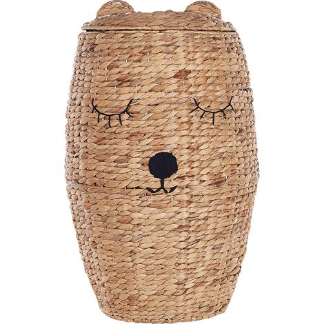 Cesta de jacinto de agua natural beige 69 cm oso habitación infantil Sambur