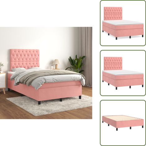 Boxspringbett mit Matratze Rosa 120x200 cm Samt - Samtbett - Boxspringbett - Doppelbett - Rosa Bett - Betten Günstig (1/5)