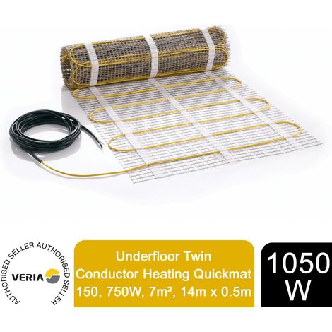 Veria Underfloor Twin Conductor Heating Quickmat 150, 1050W,230V, 7m²,14m x 0.5m (1/3)