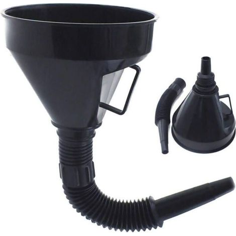 Entonnoir carburant avec poignée – Bec flexible – Grand plastique – Pour essence, huile (1/4)
