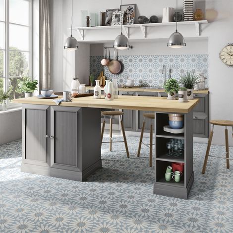 Carrelage Imitation Carreaux de Ciment DECO Etnic A Light Blue 20x20cm (1/3)