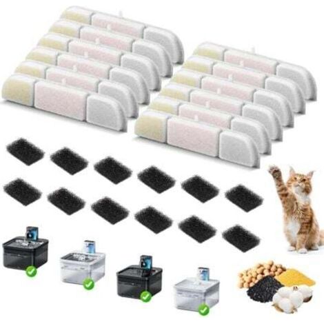 DownyPaws Cat Water Fountain Filter, 12 Replacement Water Fountain Filters, Activated Carbon Filter