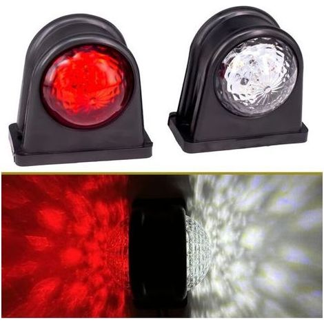 Lntyq 2X8 LED feux de position latéraux 12 / 24V lampe latérale de remorque double face avertissement lumière rouge blanche pour camion RV caravane (1/5)
