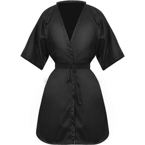 Lurrose 1PC Peignoir Client Salon Cape Blouse de Coiffure Style Kimono (Noir)-98.00X65.00X0.30CM-Black (1/4)