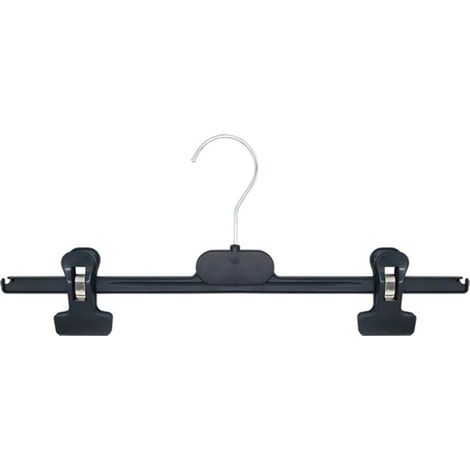 Svarta plastgalgar med justerbara klämmor för byxor och kjolar 35 cm, set om 10 (1/3)
