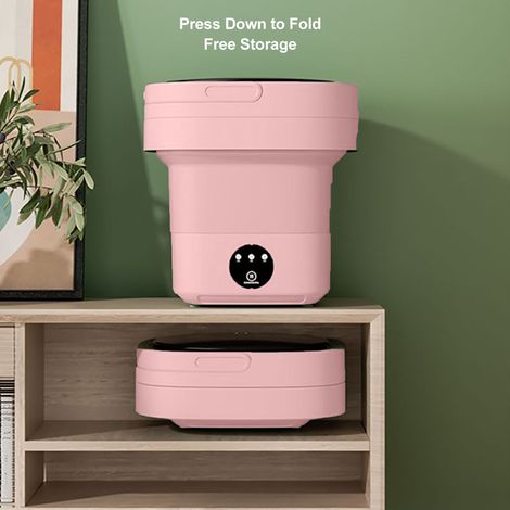 Jeffergarden Machine à laver pliante entièrement automatique pour petits sous-vêtements, lave-linge pliable pour dortoir, prise ue 100-240V rose (1/5)