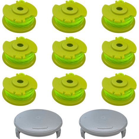 Bobine fil coupe bordure fil de rechange AC80RL3 compatible pour Ryobi One+ débroussailleuse 18V 24V 40V Ø 2mm longueur 3,4m [Lot 9 bobines + 2 couvercles] Phonillico® (1/5)