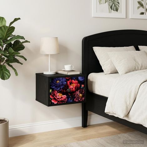 vidaXL Mesita de noche de pared KIEL Roble Negro 36 x 33 x 25 cm (1/5)