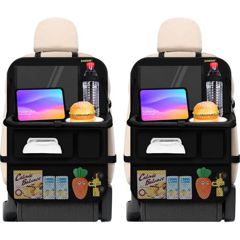 Organisateur Voiture Enfant, Protection Siège Arrière avec Pochette Transparente,Organisateur Voiture Enfant avec Plateau et Poche pour Téléphone/iPad (1/5)